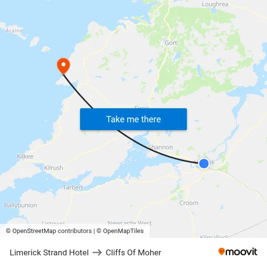 Limerick Strand Hotel to Cliffs Of Moher map