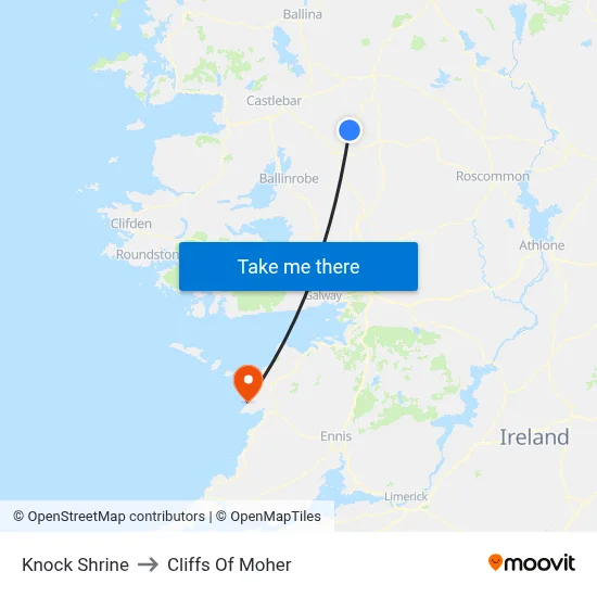 Knock Shrine to Cliffs Of Moher map