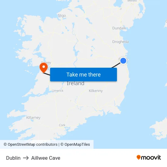 Dublin to Aillwee Cave map