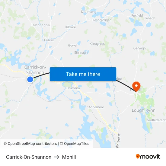Carrick-On-Shannon to Mohill map