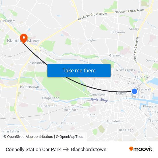 Connolly Station Car Park to Blanchardstown map
