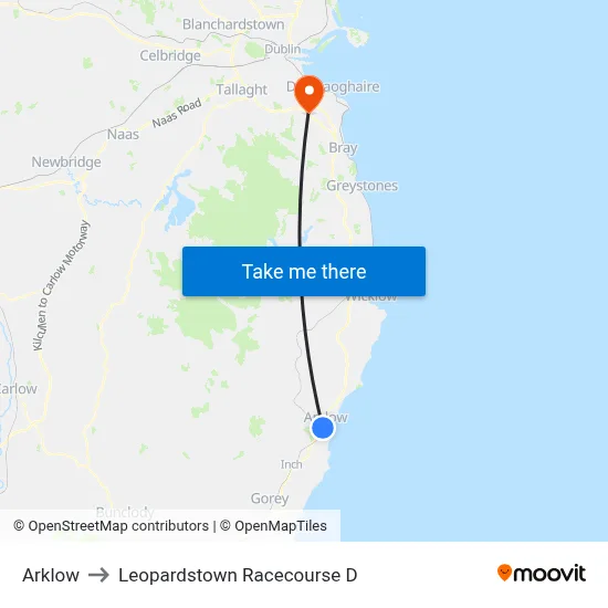 Arklow to Leopardstown Racecourse D map