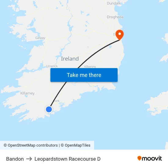 Bandon to Leopardstown Racecourse D map