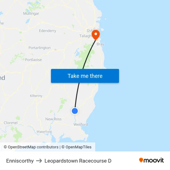 Enniscorthy to Leopardstown Racecourse D map