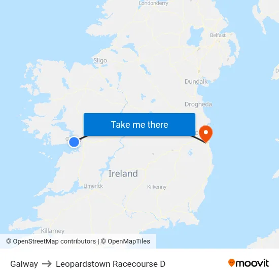 Galway to Leopardstown Racecourse D map