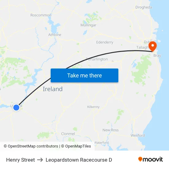 Henry Street to Leopardstown Racecourse D map