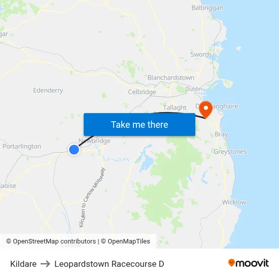 Kildare to Leopardstown Racecourse D map