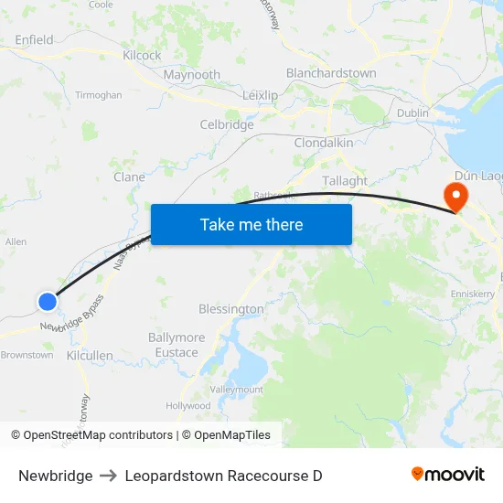 Newbridge to Leopardstown Racecourse D map
