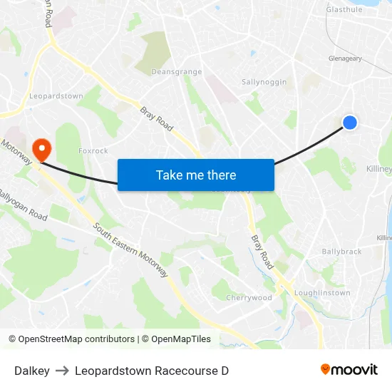 Dalkey to Leopardstown Racecourse D map