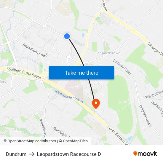 Dundrum to Leopardstown Racecourse D map