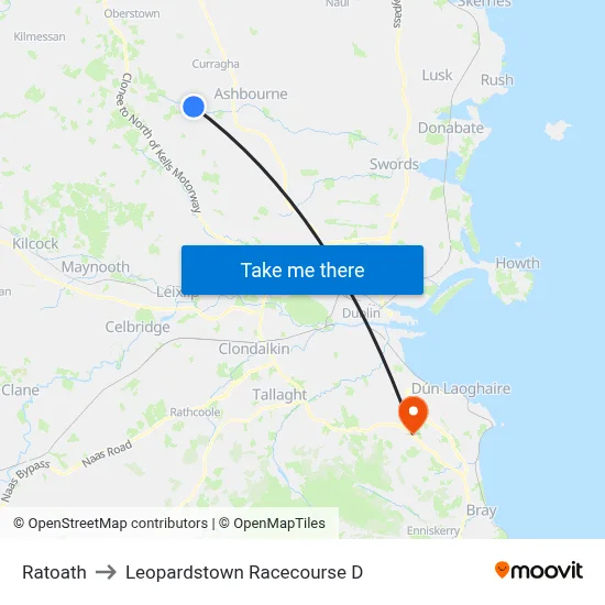 Ratoath to Leopardstown Racecourse D map