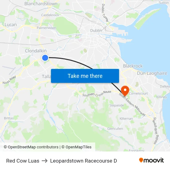 Red Cow Luas to Leopardstown Racecourse D map