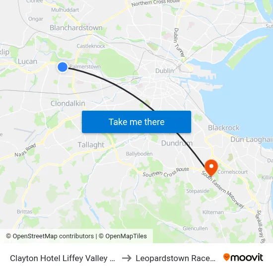 Clayton Hotel Liffey Valley Clondalkin to Leopardstown Racecourse D map