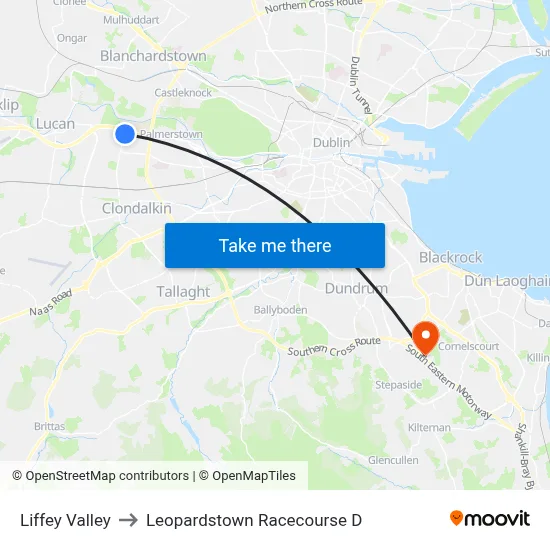 Liffey Valley to Leopardstown Racecourse D map