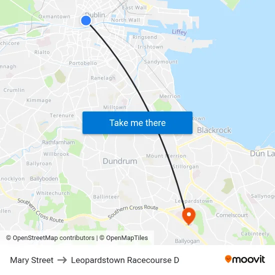 Mary Street to Leopardstown Racecourse D map