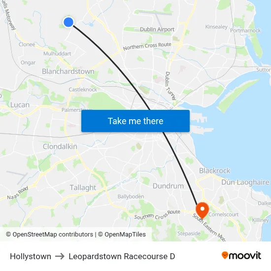 Hollystown to Leopardstown Racecourse D map