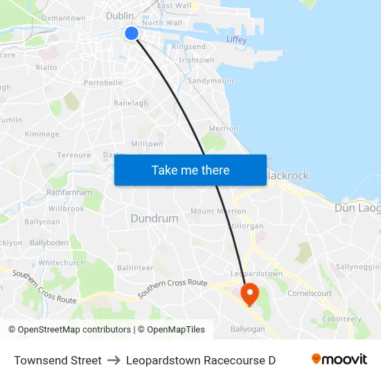 Townsend Street to Leopardstown Racecourse D map