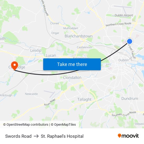 Swords Road to St. Raphael's Hospital map
