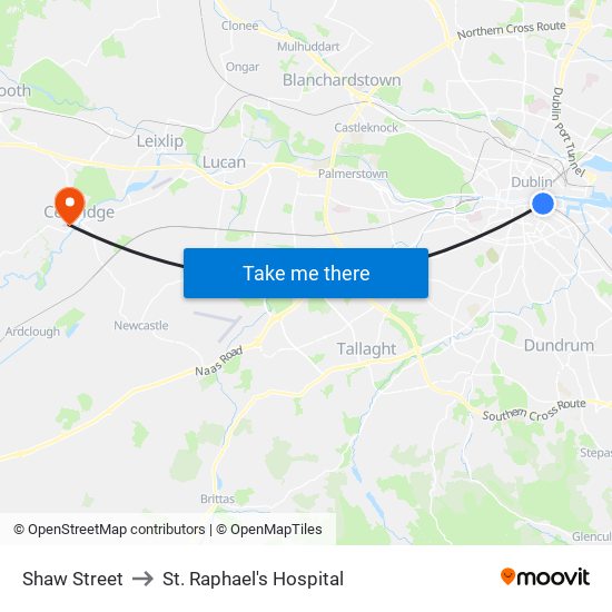 Shaw Street to St. Raphael's Hospital map