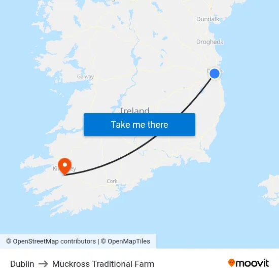 Dublin to Muckross Traditional Farm map