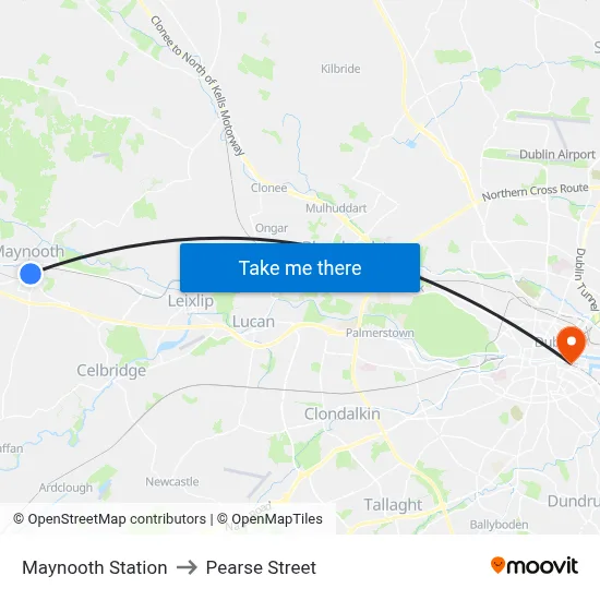 Maynooth Station to Pearse Street map