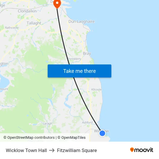 Wicklow Town Hall to Fitzwilliam Square map