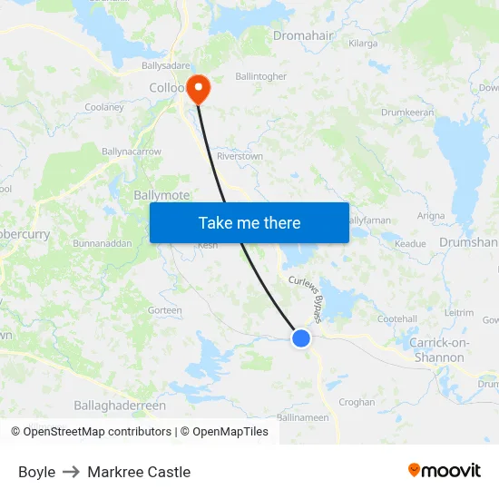Boyle to Markree Castle map