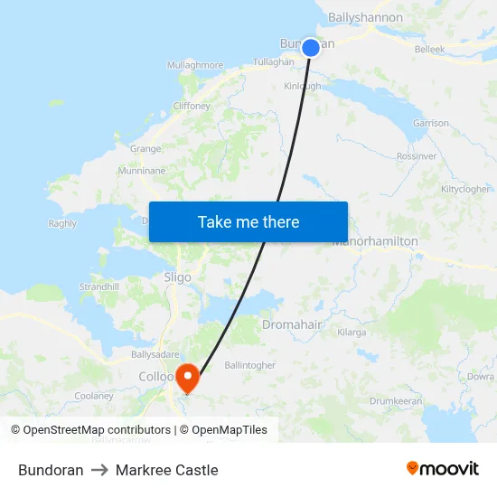 Bundoran to Markree Castle map