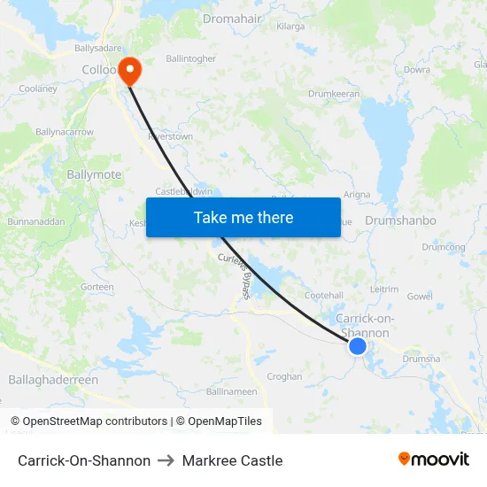 Carrick-On-Shannon to Markree Castle map