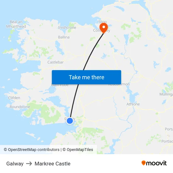 Galway to Markree Castle map