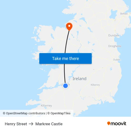 Henry Street to Markree Castle map