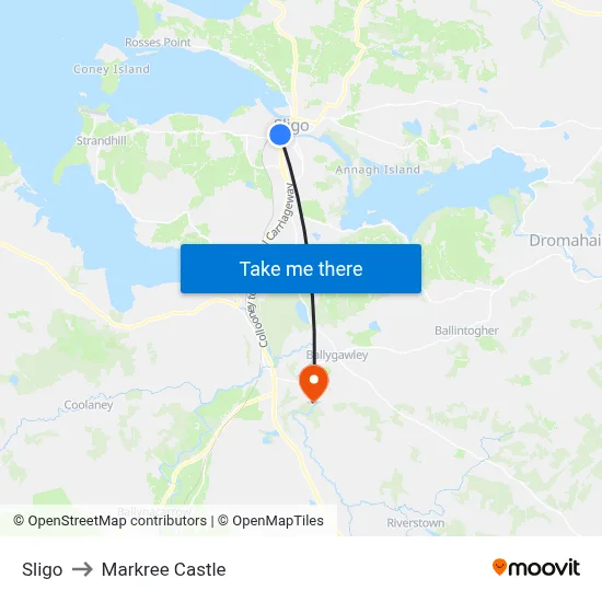 Sligo to Markree Castle map