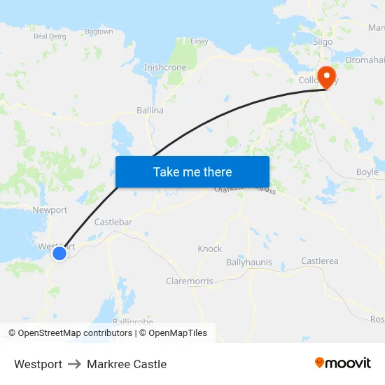 Westport to Markree Castle map