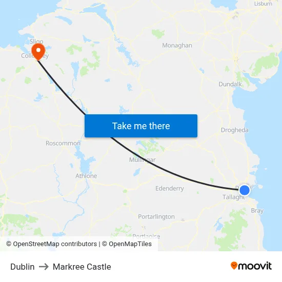 Dublin to Markree Castle map