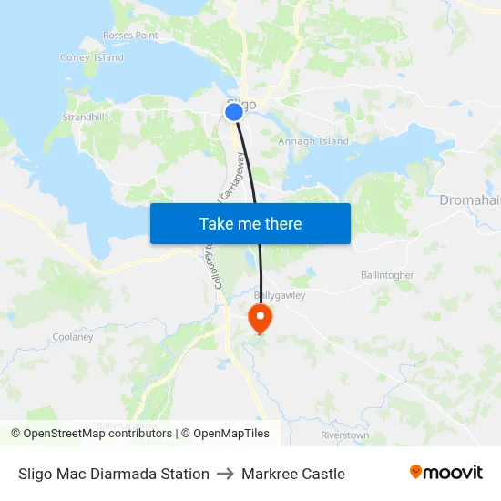Sligo Mac Diarmada Station to Markree Castle map