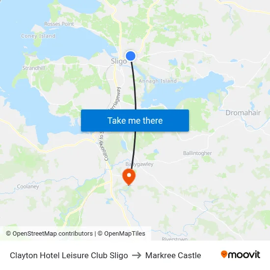 Clayton Hotel Leisure Club Sligo to Markree Castle map