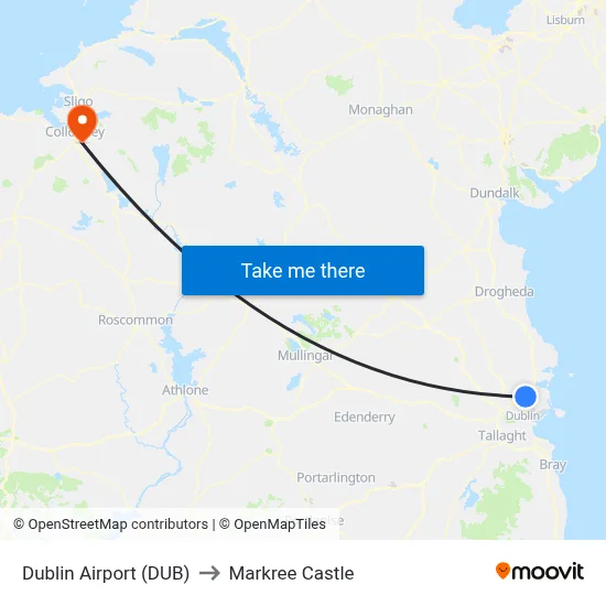 Dublin Airport (DUB) to Markree Castle map