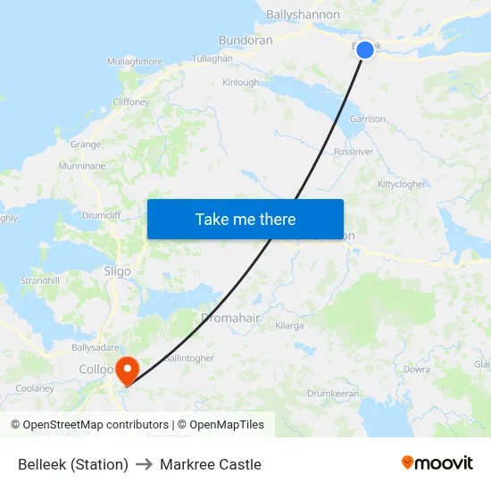 Belleek (Station) to Markree Castle map