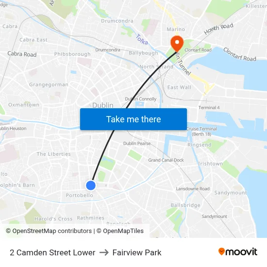 2 Camden Street Lower to Fairview Park map
