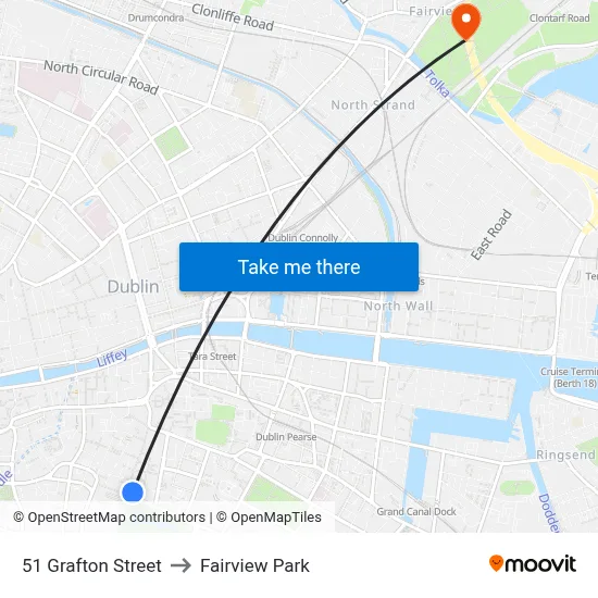 51 Grafton Street to Fairview Park map