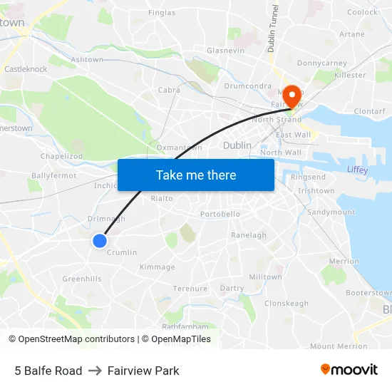 5 Balfe Road to Fairview Park map