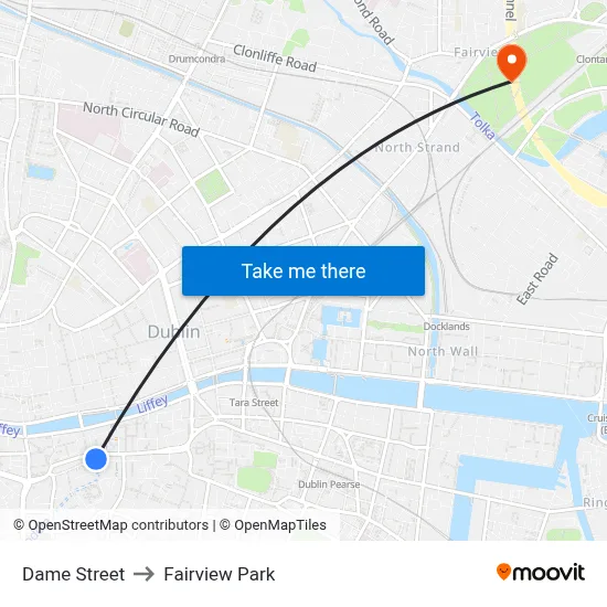 Dame Street to Fairview Park map