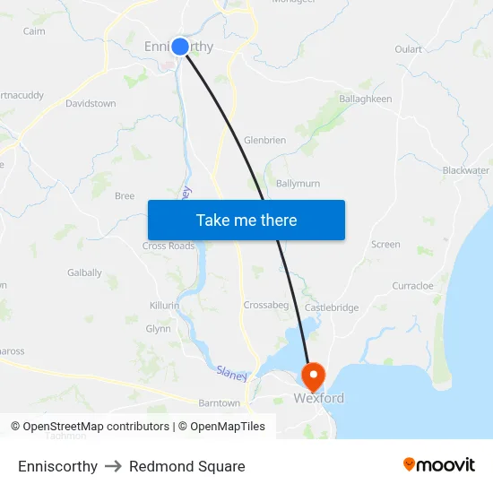 Enniscorthy to Redmond Square map