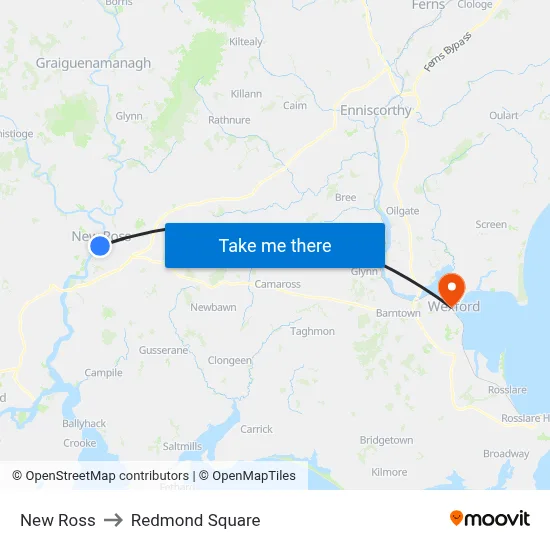 New Ross to Redmond Square map