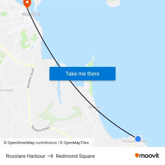 Rosslare Harbour to Redmond Square map