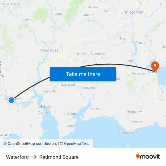 Waterford to Redmond Square map