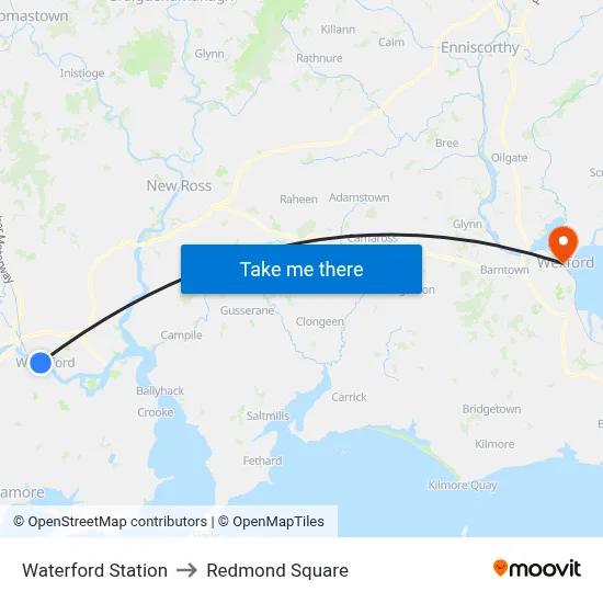 Waterford Station to Redmond Square map