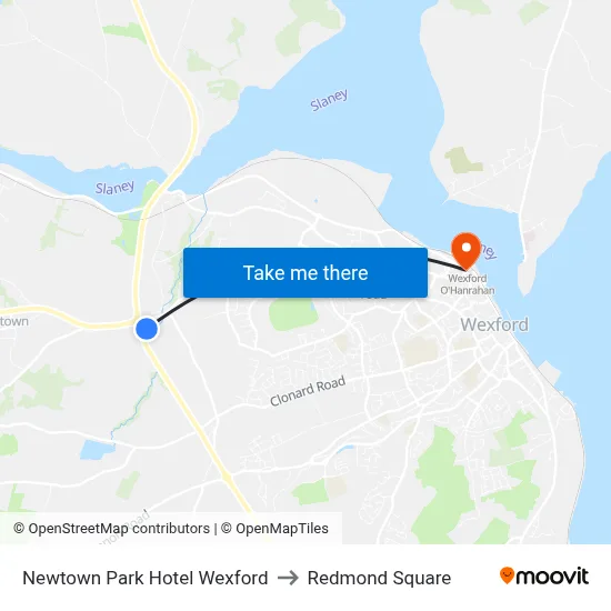 Newtown Park Hotel Wexford to Redmond Square map