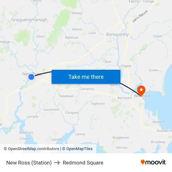 New Ross (Station) to Redmond Square map