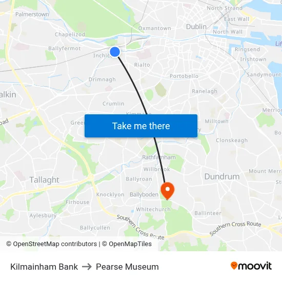 Kilmainham Bank to Pearse Museum map